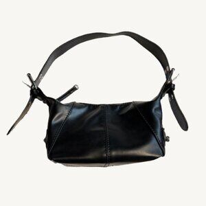 Shein Black Pleather & Silver Small Handbag Purse Top Zip